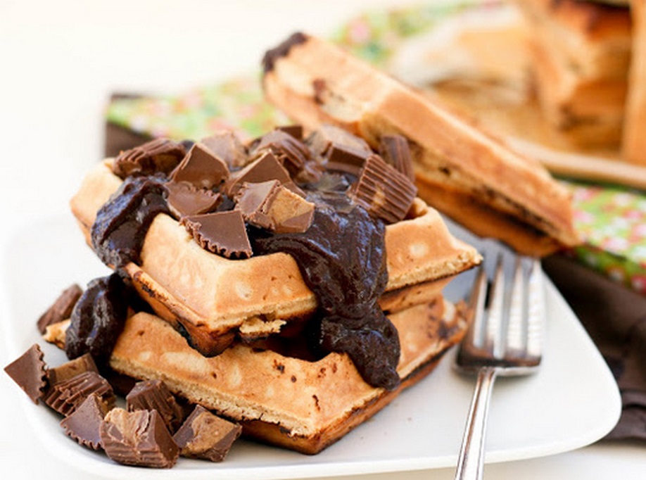 Peanut Butter Cup Chocolate Waffles
