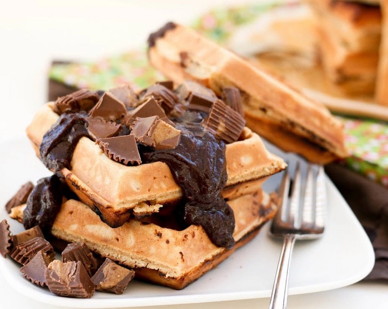 Peanut Butter And Chocolate Waffles
