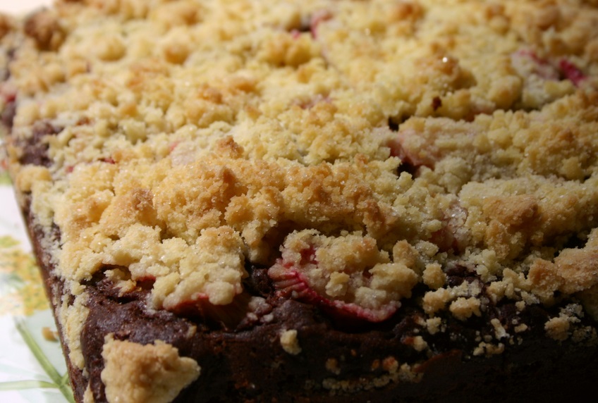 Rhubarb Crumble Chocolate Cake
