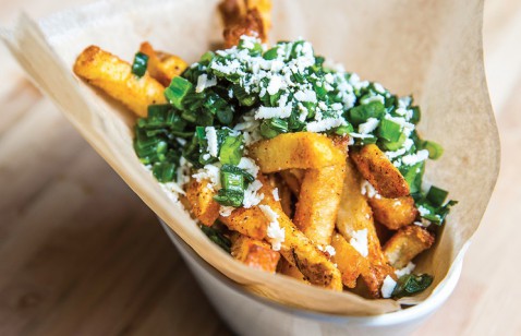  Crumbled Cotija Cheese And Scallion Salsa Fries