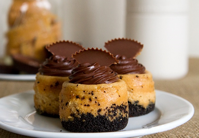 Mini Chocolate Peanut Butter Cheesecakes with Oreo Crust