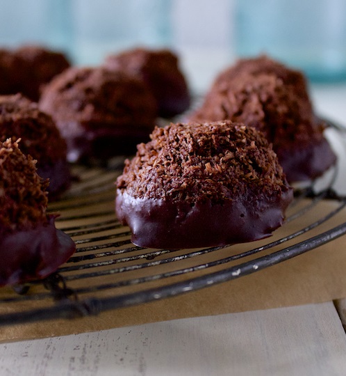 Chocolate Coconut Macaroons Dipped In Chocolate Glaze