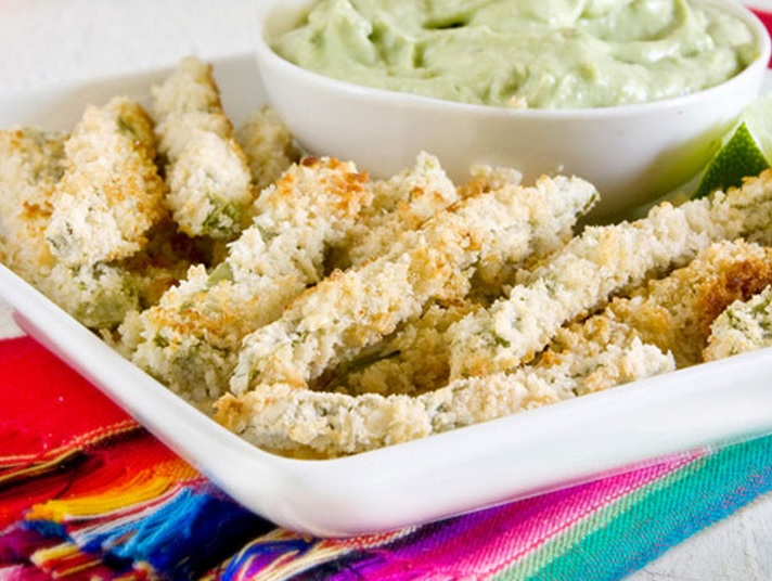 Fried Cactus With Avocado Dipping Sauce