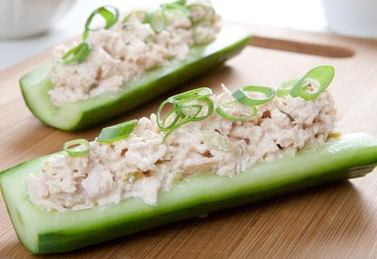 Cucumber & Chicken Salad Boats