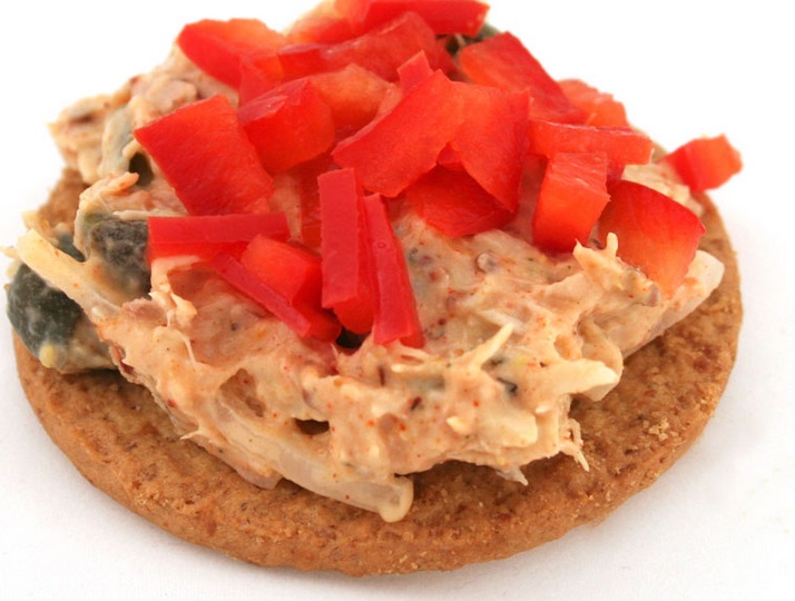 Digestive Biscuits, Tuna Salad, and Chopped Red Bell Pepper