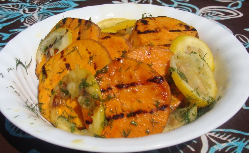 Grilled Sweet Potatoes With Lemon and Dill