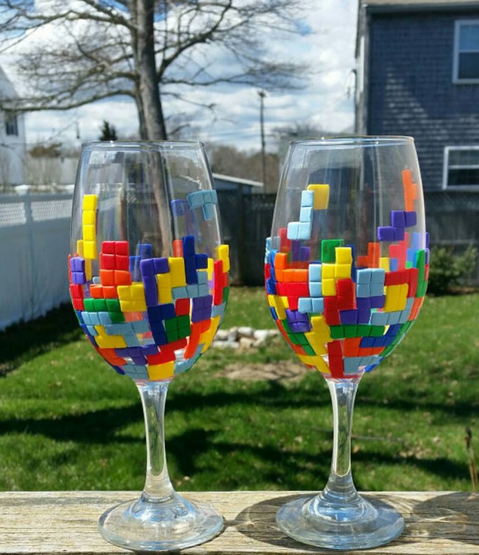 Tetris Wine Glasses 