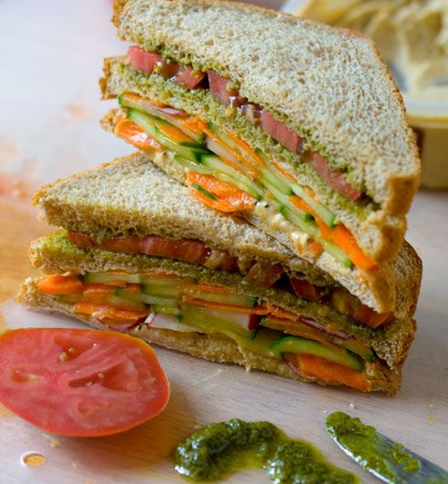 Roasted Carrot Sandwich with Hummus