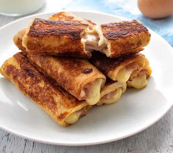 Ham & Cheese French Toast Roll-Ups