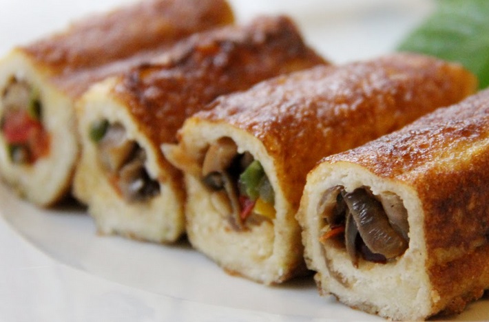 Onion, Cheese and Mushroom French Toast Roll-Ups