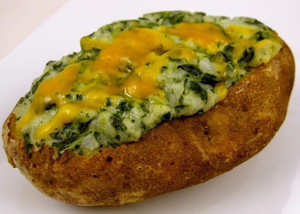 Spinach and Cheddar Twice Baked Potatoes