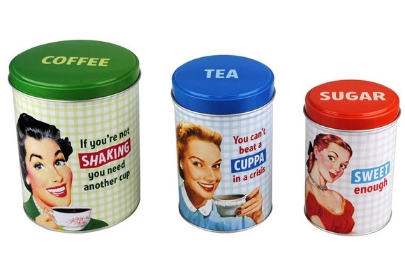 Retro Advert Tea, Coffee And Sugar Sets