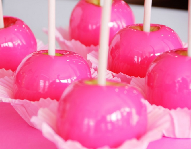 Neon Hot Pink Candy Apples