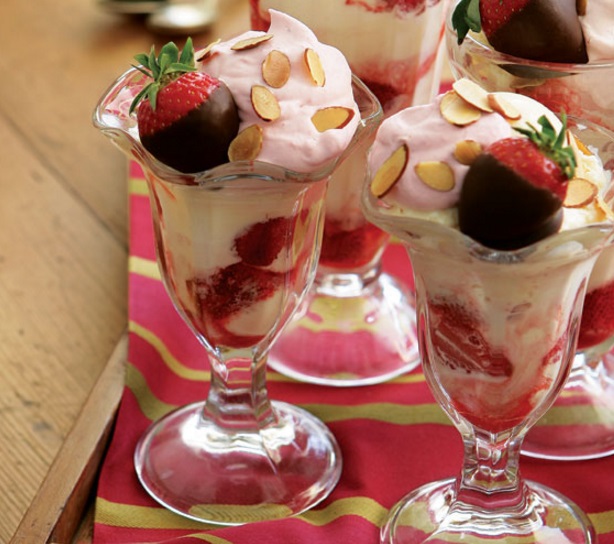 Triple Strawberry Ice Cream Sundaes