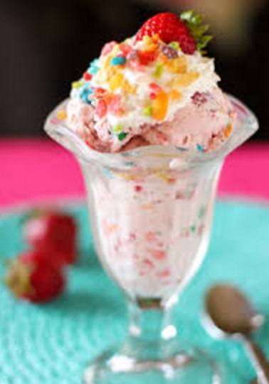 Fruity Pebble Ice Cream Sundaes