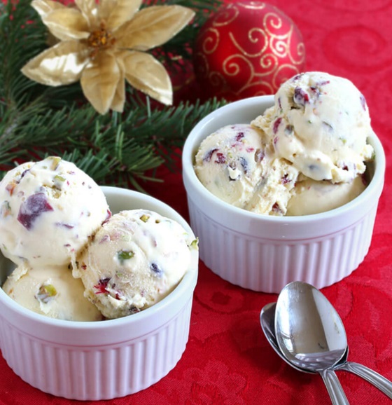 White Chocolate Cranberry & Pistachio Christmas Ice Cream