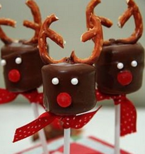 Chocolate Covered Marshmallow Pretzel Reindeers