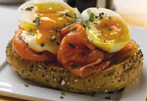 Bagel and Lox With Soft Boiled Eggs