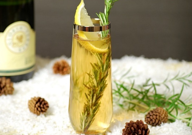 Rosemary Sparkler and Wine Cocktail