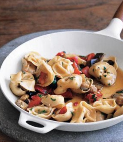 Tortellini With Eggplant and Peppers