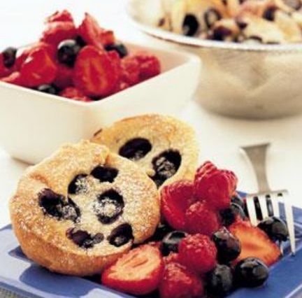 Blueberry Popovers With Berry Salad