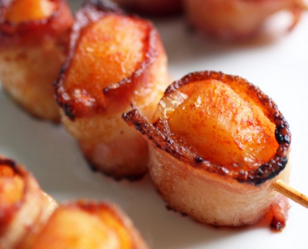 Bacon Wrapped Baked Scallops