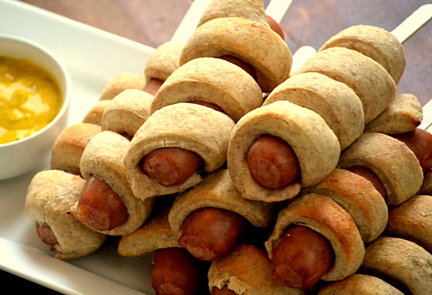 Spiral-Wrapped Sausages on a Stick