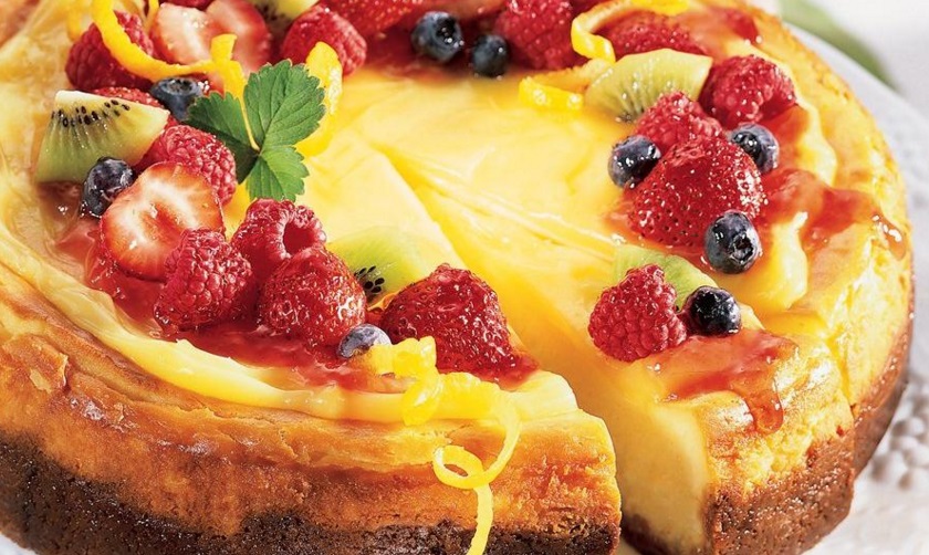 Lemon Chiffon Cheesecake with Fruit Topping