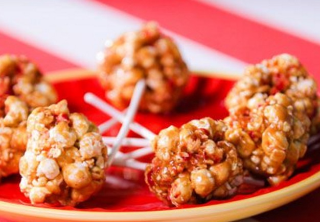 Peanut Butter and Jelly Popcorn Balls