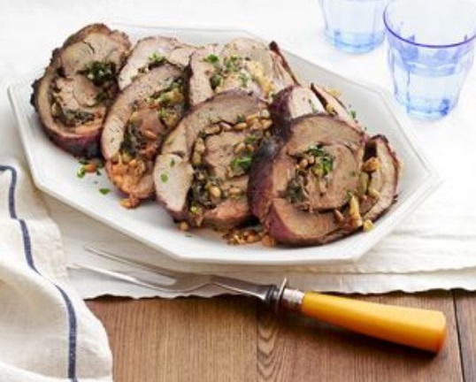 Spinach and Pine Nut Leg of Lamb