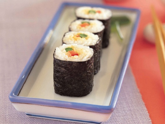 Asparagus and Sweet Red Pepper Sushi Rolls