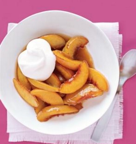 Warm Peaches With Whipped Cream