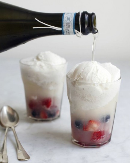 Berry Prosecco Vanilla Ice Cream Floats