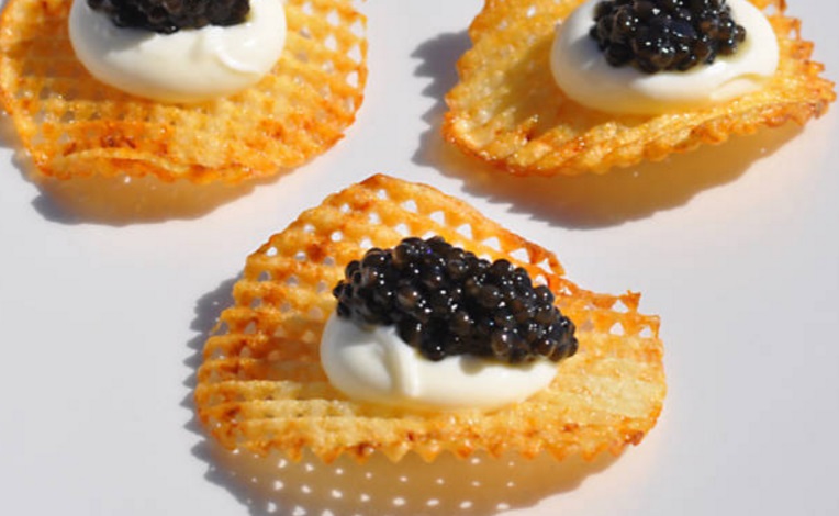 Duck Fat Potato Chips with Caviar