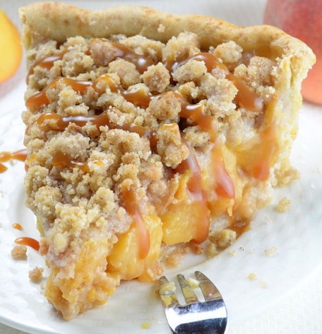 Caramel Crumble Peach Pie