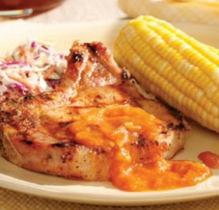 Pork Chops with Peach Barbecue Sauce