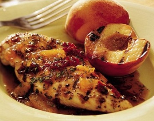 Grilled Balsamic Chicken and Peaches