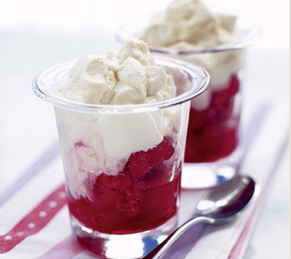 Crushed Raspberries in Cream