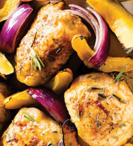 Maple Roasted Chicken with Acorn Squash