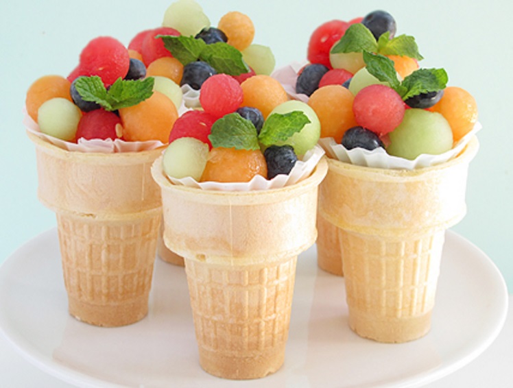 Fruit Salad Ice Cream Cone