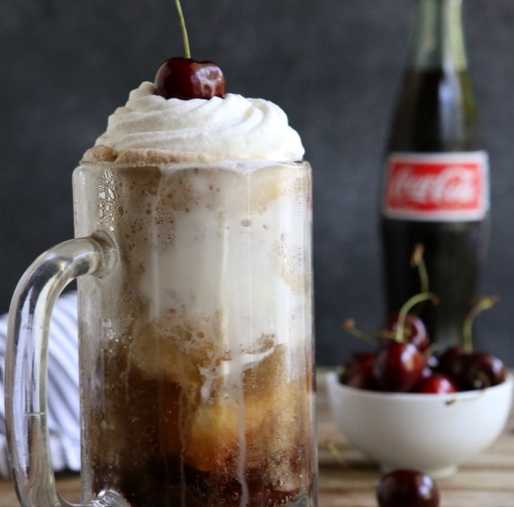 Bourbon Cherry-Coke-Cola Ice Cream Floats