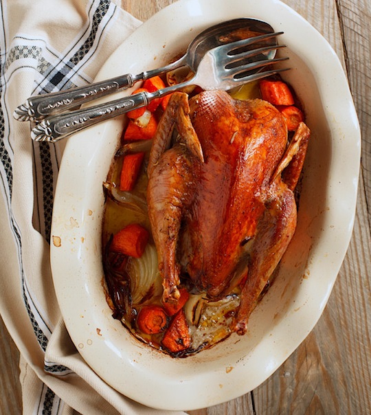 Buttered Roast Pheasant With Cream and Bourbon