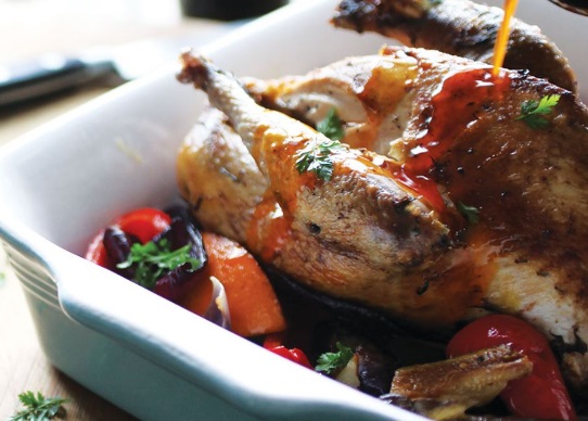 Roast Pheasant and Veg With Moroccan-Spiced Butter