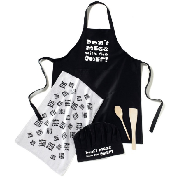 "Don't Mess With The Chef" Novelty Apron and Chef's Hat Set