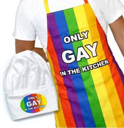 "Only Gay In The Kitchen" Novelty Apron and Chef's Hat Set