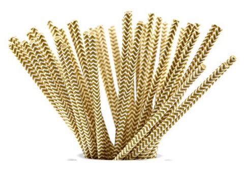 Gold and White Paper Drinking Straws