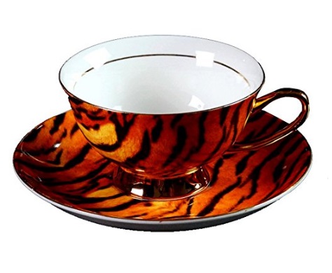 Tiger-Print Tea Cup and Saucer