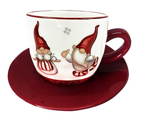 Christmas Dwarfy Style Tea Cup and Saucer