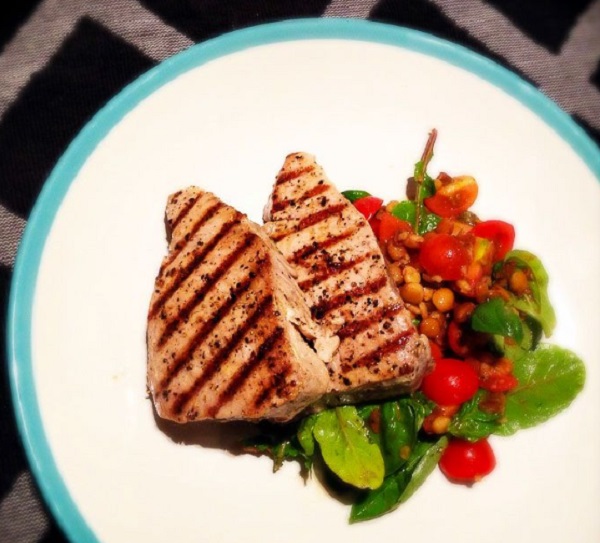 Griddled Tuna Steaks With Tomato and Caper Salsa