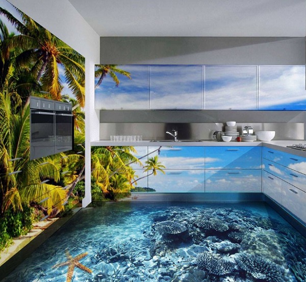 Tropical Island Kitchen Floor Design